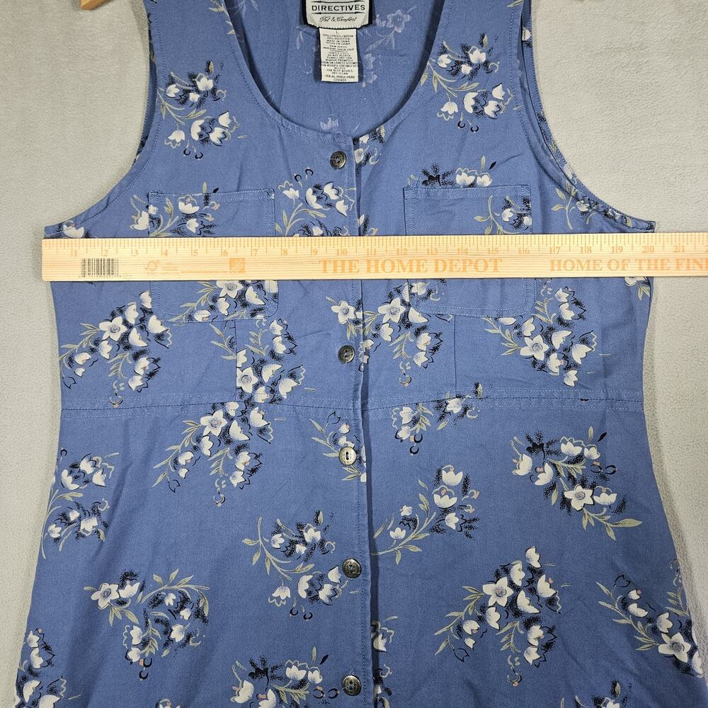Directives Maxi Dress Womens L Blue Floral Cottagecore Prairie Button Down 90s - Picture 8 of 12